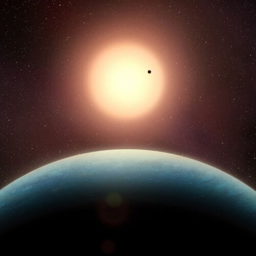 Representación artística del sistema L 98-59, mostrando el quinto planeta potencialmente habitable recién descubierto. Foto: European Southern Observatory