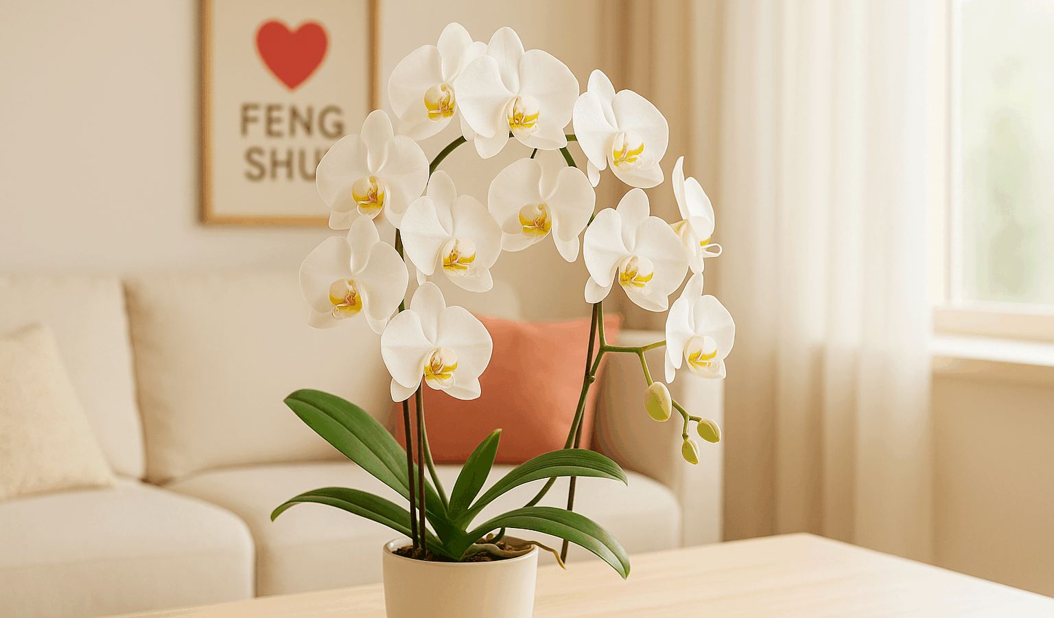 Orquídeas en un hogar, simbolizando amor y armonía según el feng shui. Foto: Estudio de Feng Shui