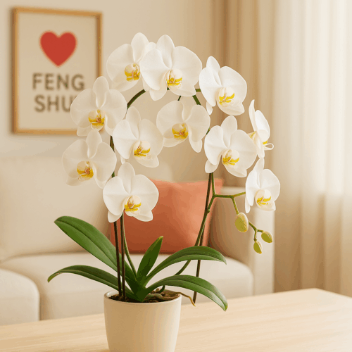 Orquídeas en un hogar, simbolizando amor y armonía según el feng shui. Foto: Estudio de Feng Shui