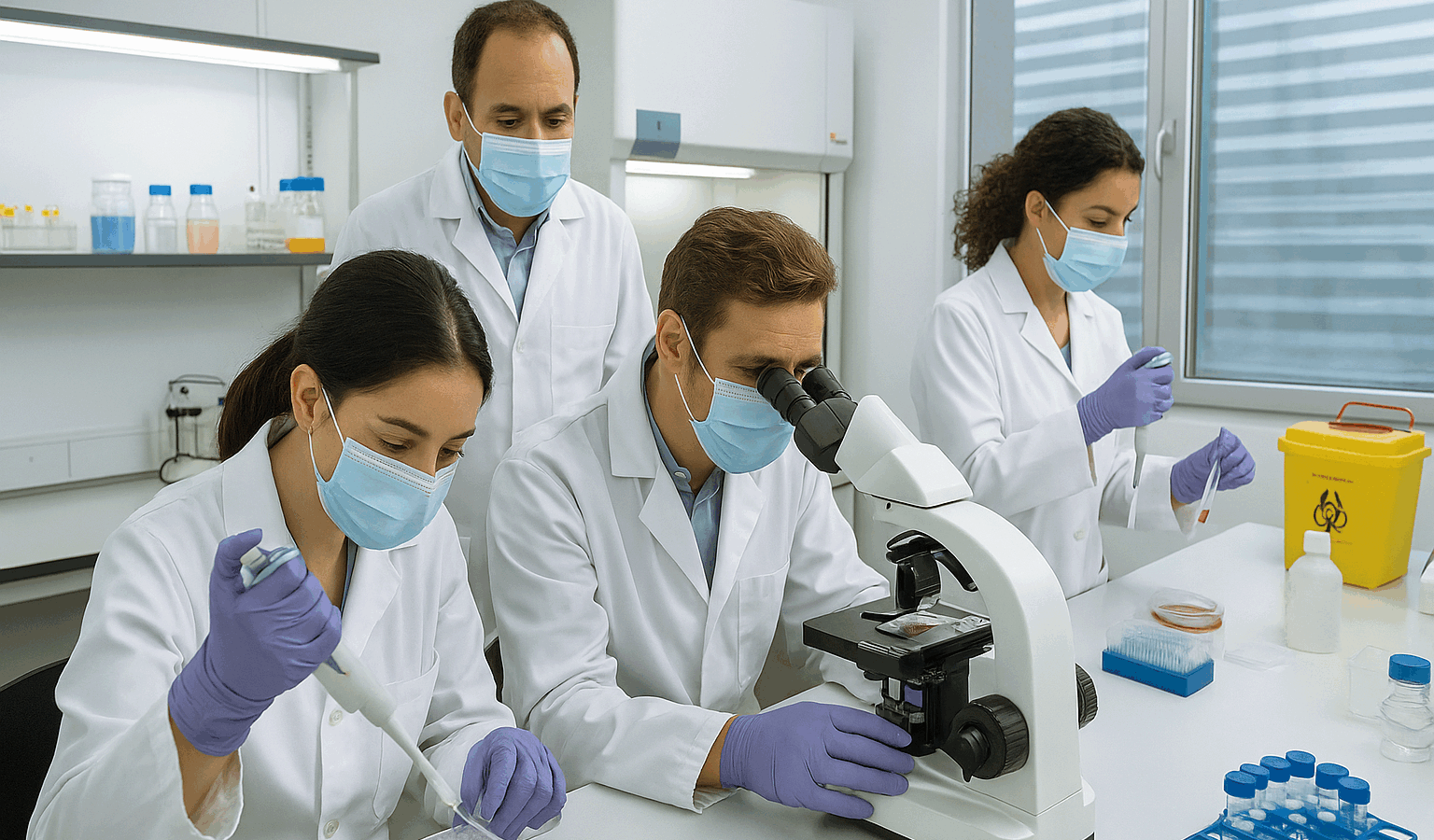 Científicos trabajando en un laboratorio para estudiar la sangre Rh nulo. Foto: Laboratorio de Investigación Genética