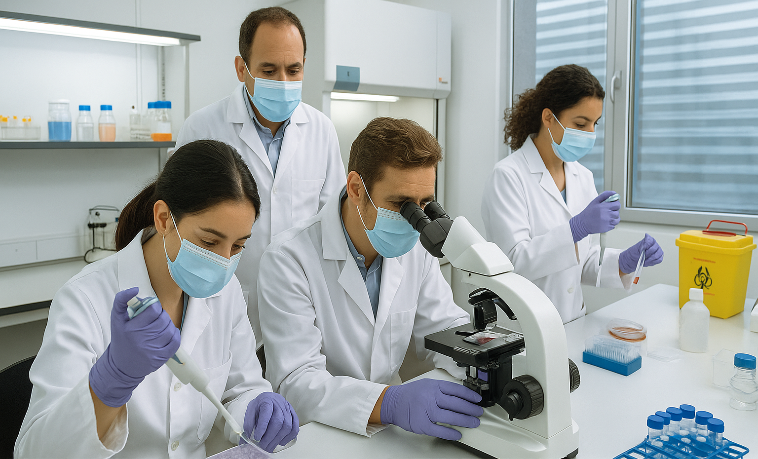 Científicos trabajando en un laboratorio para estudiar la sangre Rh nulo. Foto: Laboratorio de Investigación Genética