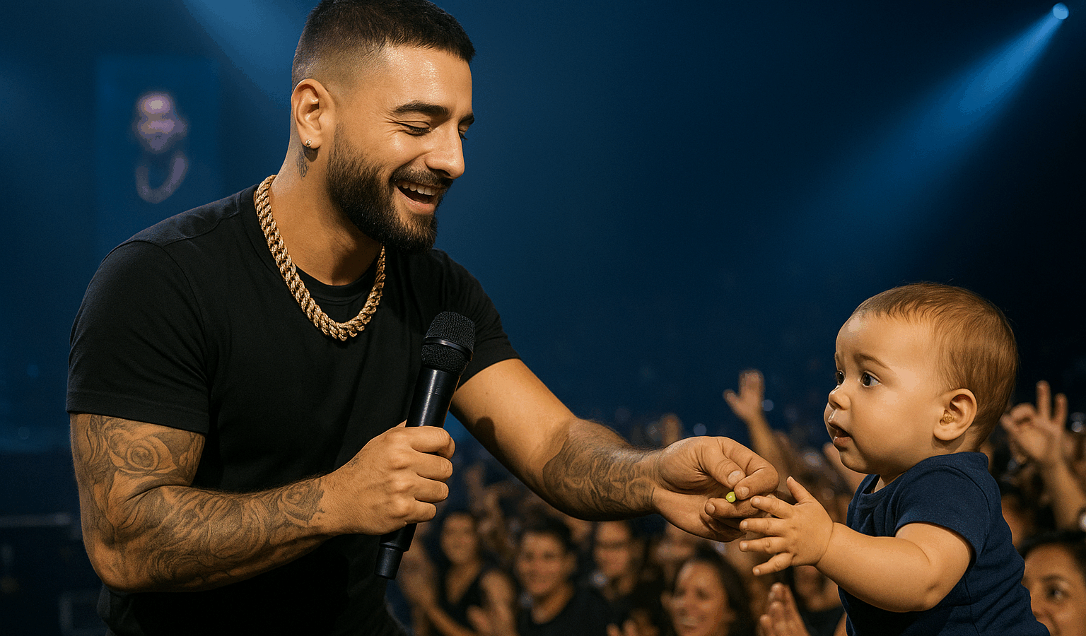 Maluma proyecta un mensaje de cuidado auditivo para bebés durante su concierto en Monterrey y regala tapones para los oídos. Foto: Ilustración.