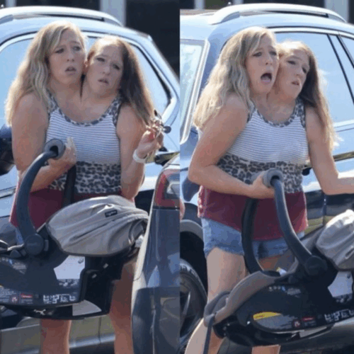 Abby y Brittany con su bebé en el estacionamiento de McDonald's. Fotos: @porqueTTarg