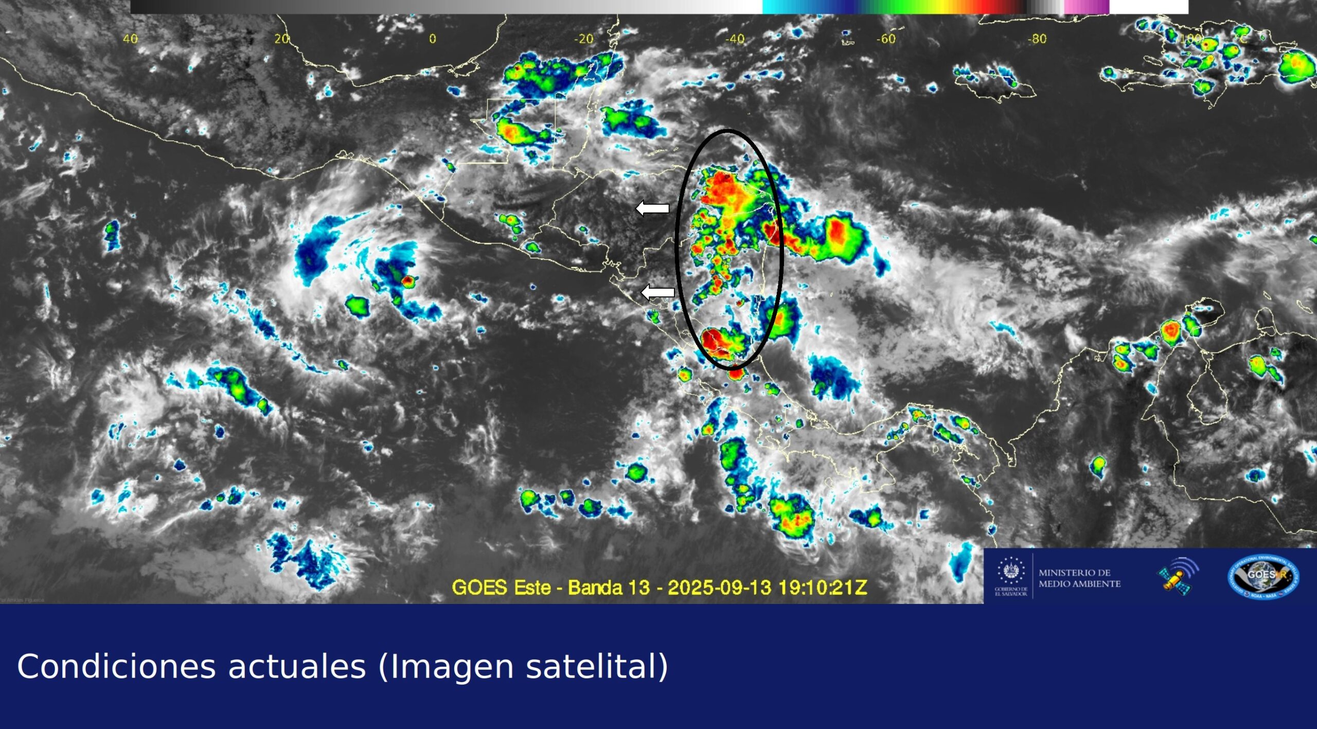 Una línea de tormentas se aproxima a El Salvador, con riesgo de vientos fuertes y lluvias intensas en varias zonas del país. Foto: @MedioAmbienteSV