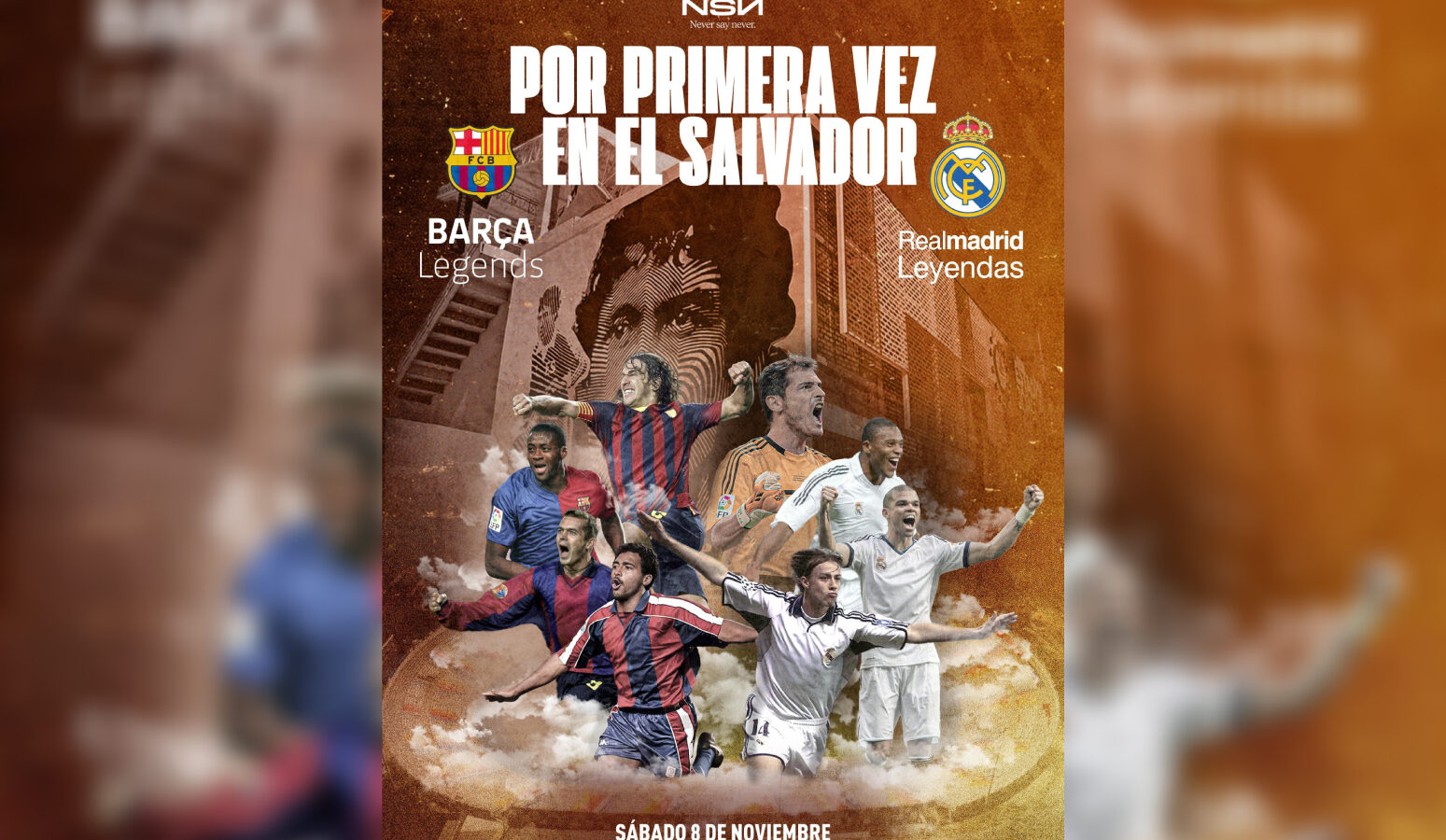 Cartel promocional del Clásico de Leyendas entre Real Madrid y Barcelona en el Estadio Jorge "Mágico" González. Foto: funcapital.