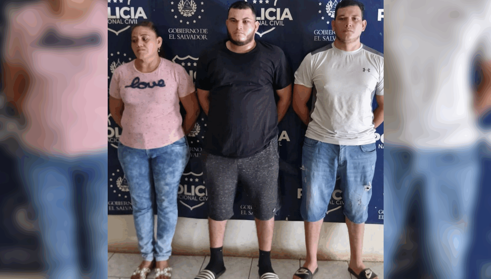 Tres hondureños detenidos por desórdenes públicos en un festejo comunitario en el Barrio Concepción, San Miguel. Foto: @PNCSV.