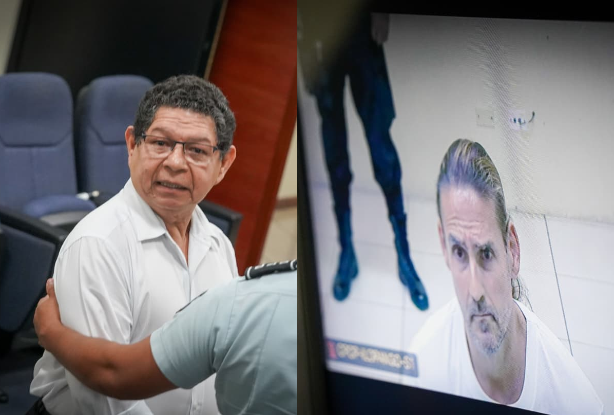 Benito Lara (izq.) y Ernesto Muyshondt (der.), dos de los cinco condenados por negociar votos con pandillas. Sentencias suman hasta 28 años de prisión por fraude y asociación ilícita. Foto: @FGR_SV