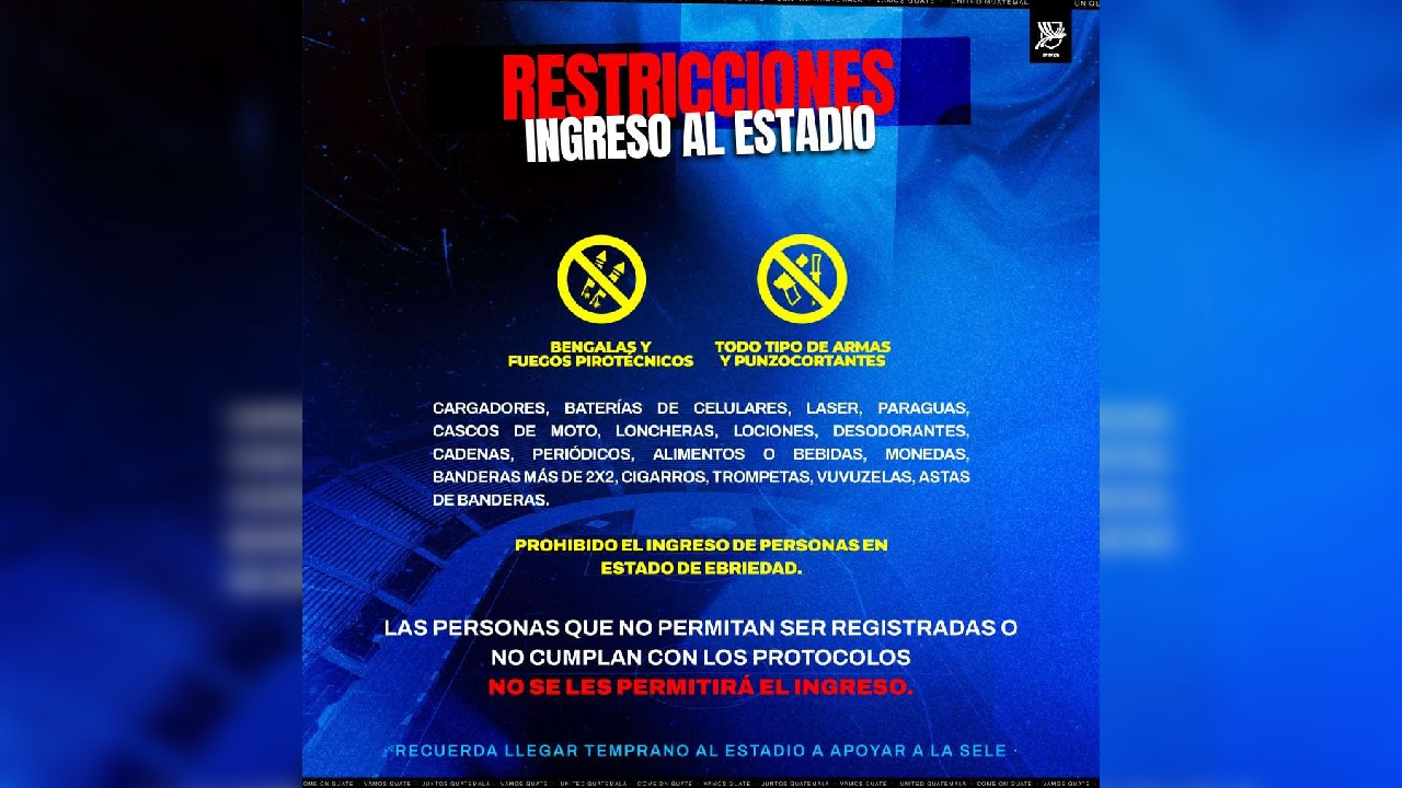 Cartel oficial con las restricciones de ingreso al estadio. Foto: @fedefut_oficial