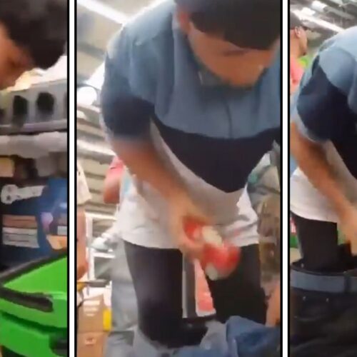 Un joven fue sorprendido escondiendo más de 50 desodorantes en sus pantalones en una Maxi Despensa. El hecho, captado en video, muestra el momento exacto del intento de hurto.