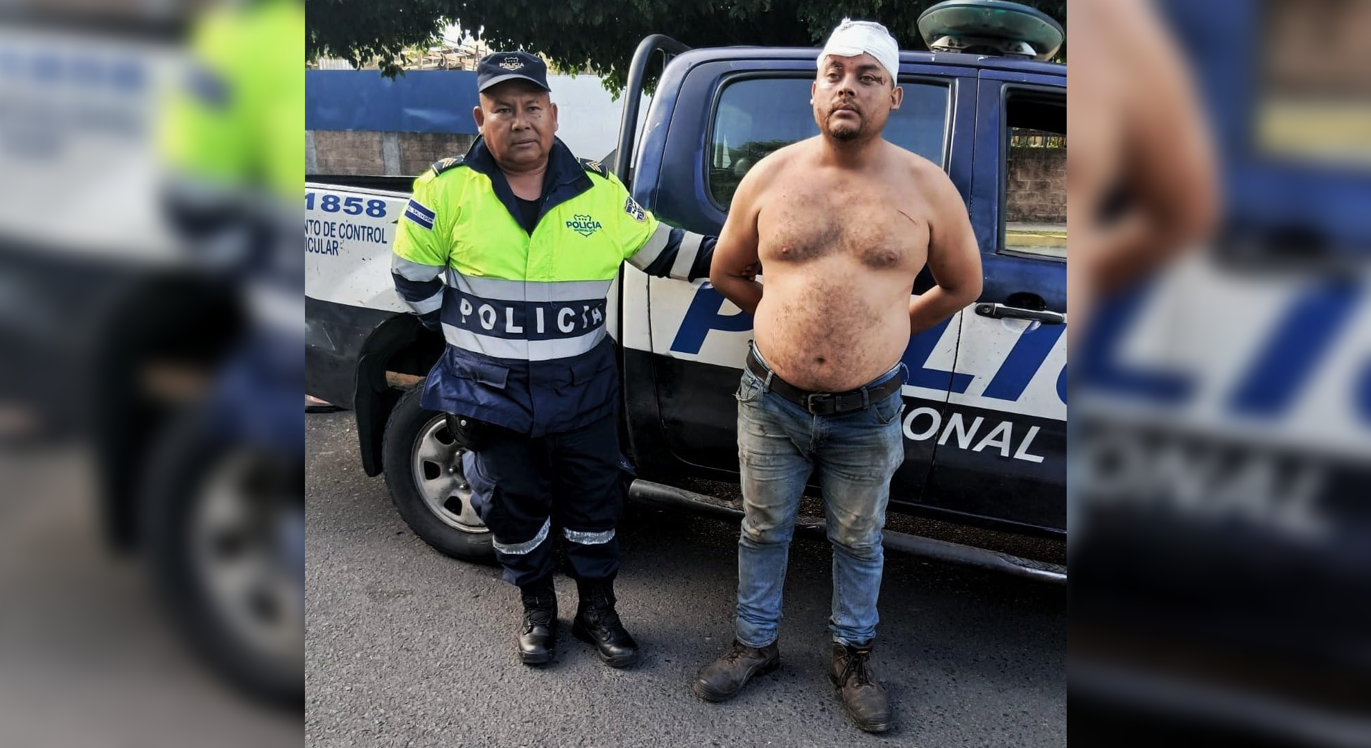 Javier Francisco Solórzano, detenido por la PNC tras causar accidente fatal en Carretera a Comalapa con 191° de alcohol. Foto: @PNCSV.