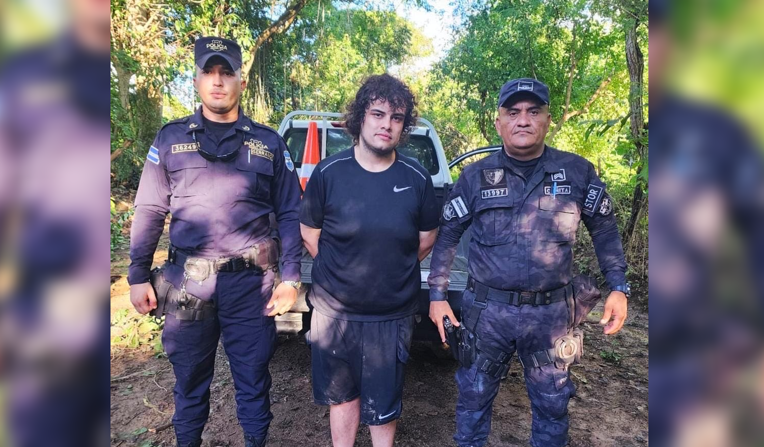Elibel Dannilson Alvarenga Flores, capturado por hurto agravado de vehículo en Chalatenango. Foto: @PNCSV.