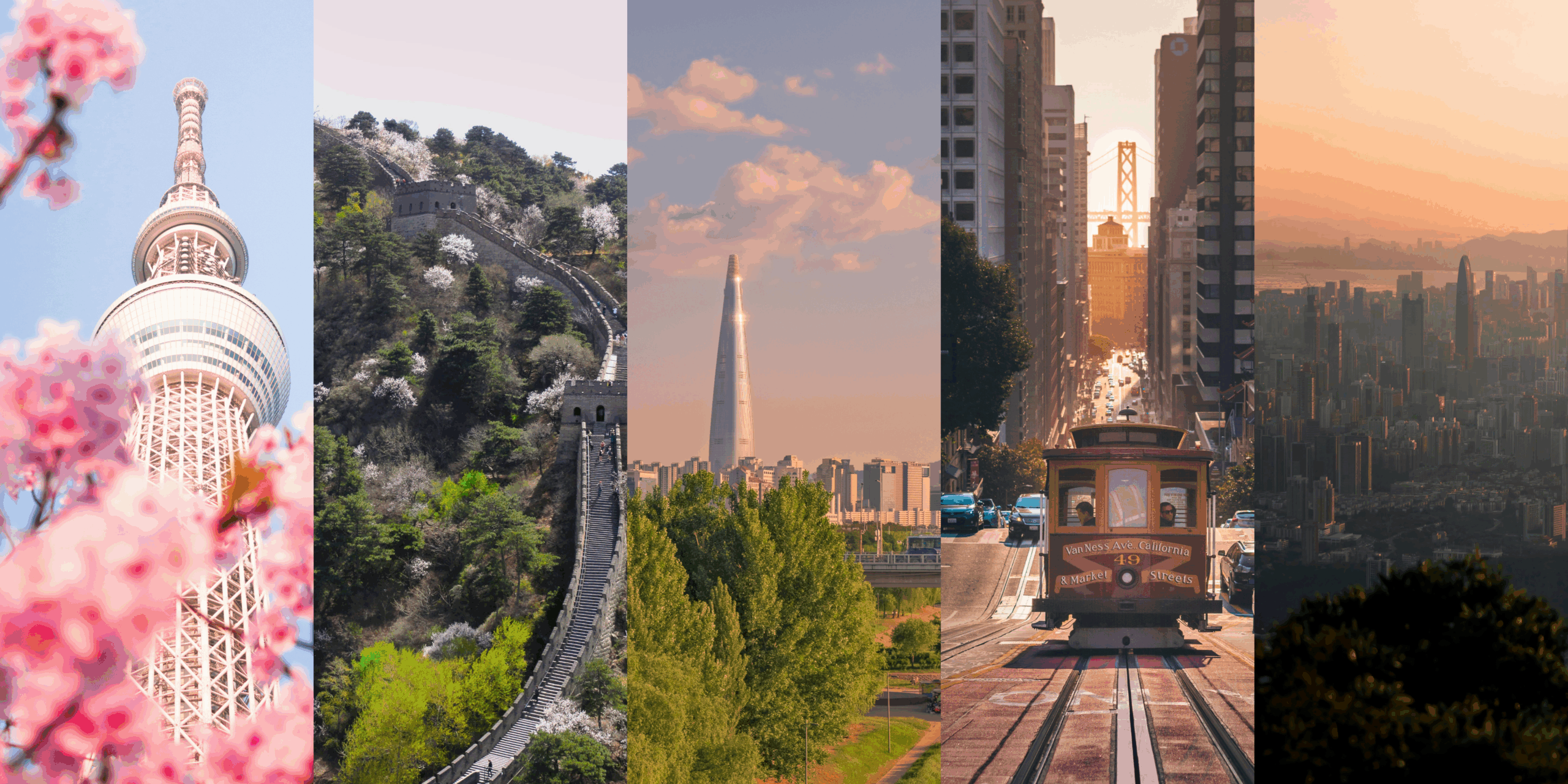 Shenzhen, Tokio, San Francisco, Pekín y Seúl son las ciudades más avanzadas tecnológicamente. Foto: Unplash / (Weichao Deng), (Atul Vinayak), (Atul Vinayak), (Sean Robertson), (Minku Kang)