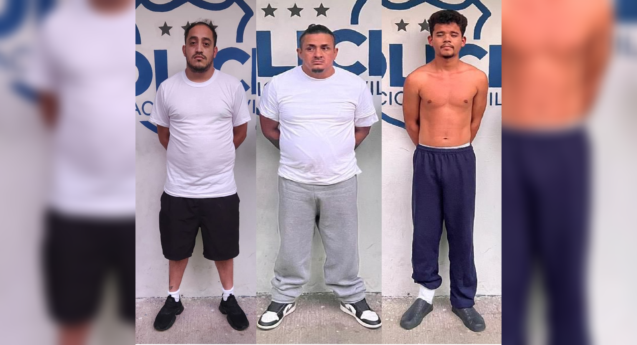 La Policía Nacional Civil (PNC) detuvo a tres presuntos pandilleros en el Aeropuerto Internacional de El Salvador. Foto: @PNCSV.