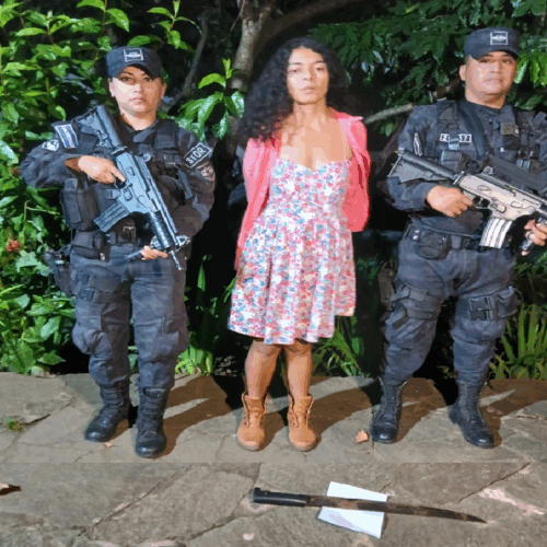 Carmina Lisbet Guzmán Renderos fue detenida por la PNC tras agredir con un corvo a otra mujer en Ahuachapán. Foto: @PNCSV