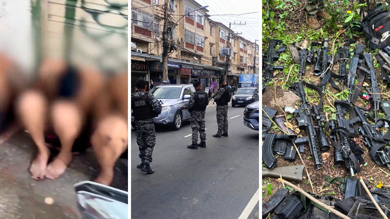 La operación "Contención", la más letal en la historia de Río de Janeiro, provocó muertes, capturas y decomisos de armas de grueso calibre. Imágenes: Policía Militar del Estado de Río de Janeiro @PMERJ
