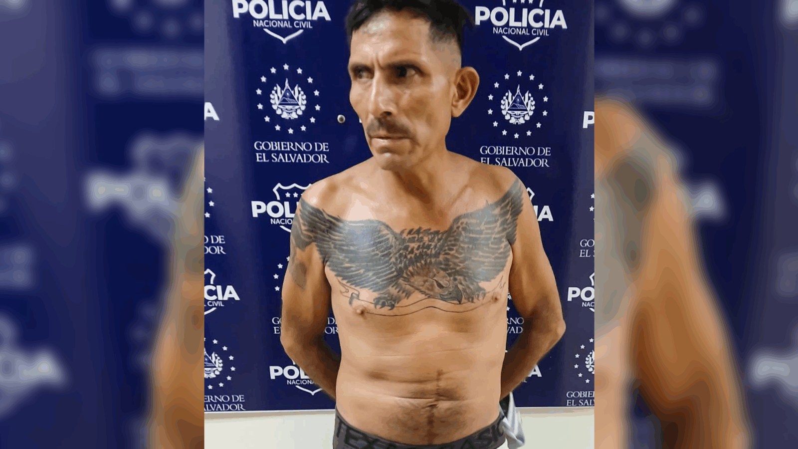 Irving Omar Cruz Bairez, alias "Cabra", pandillero de la 18R capturado en Zacatecoluca. Tiene antecedentes por extorsión, acoso sexual y resistencia. Foto: PNCSV.