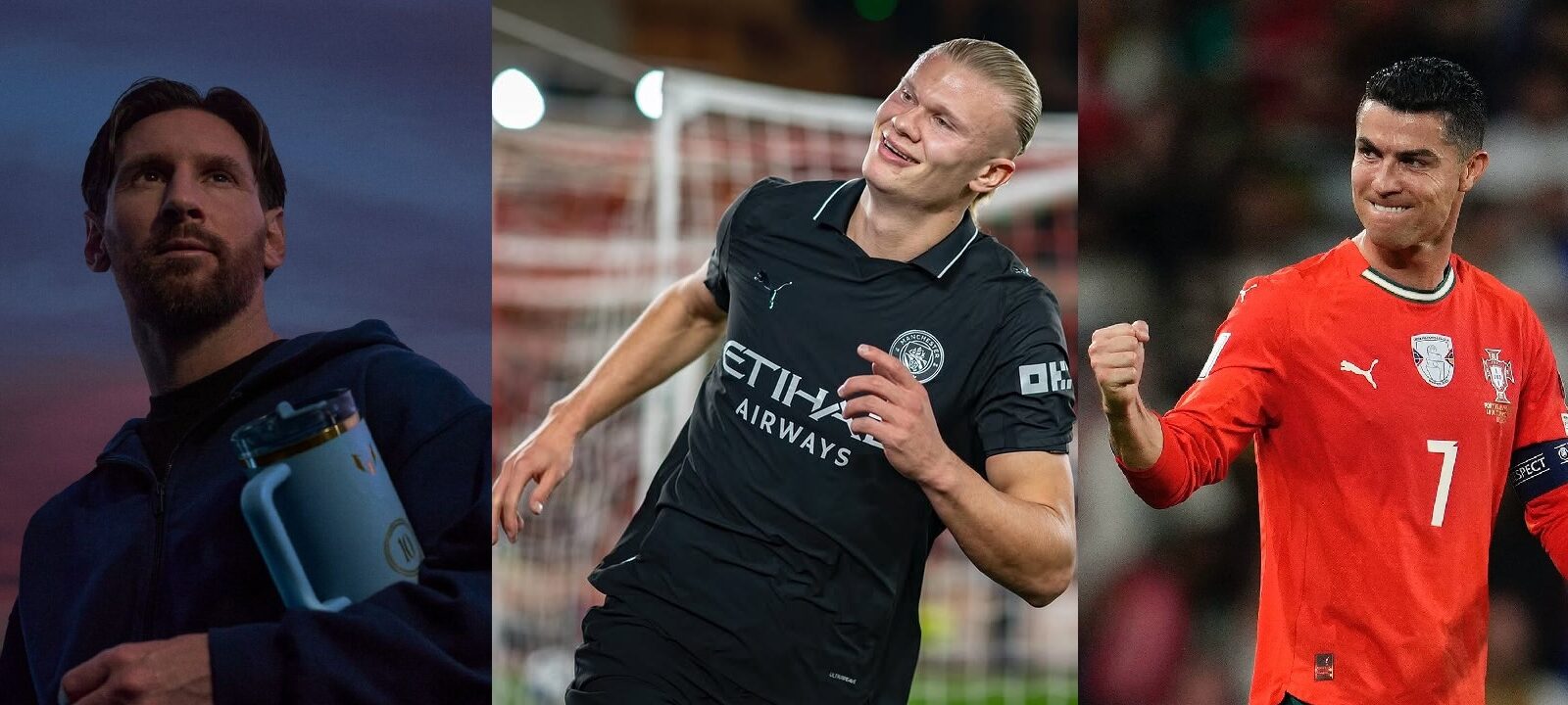Erling Haaland del Manchester City celebra un gol en la Premier League. Foto: @erling, @cristiano, @leomessi