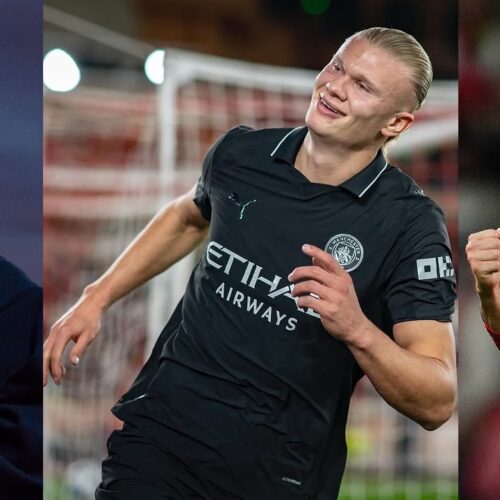 Erling Haaland del Manchester City celebra un gol en la Premier League. Foto: @erling, @cristiano, @leomessi