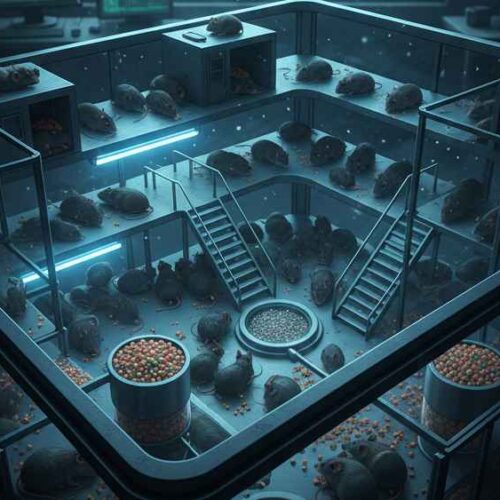 El presidente Nayib Bukele impacta las redes con el experimento de los ratones Universe 25, una colonia que se extinguió en su propia utopía de recursos ilimitados. ¿Es una advertencia directa sobre el futuro de nuestra sociedad?Ilustración IA