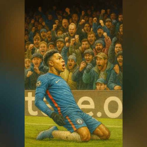 Estevao Willian anota en la goleada 3-0 del Chelsea vs Barcelona en Champions League. ¿El nuevo rey de la generación? ilustración IA