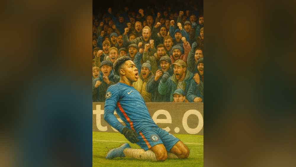 Estevao Willian anota en la goleada 3-0 del Chelsea vs Barcelona en Champions League. ¿El nuevo rey de la generación? ilustración IA