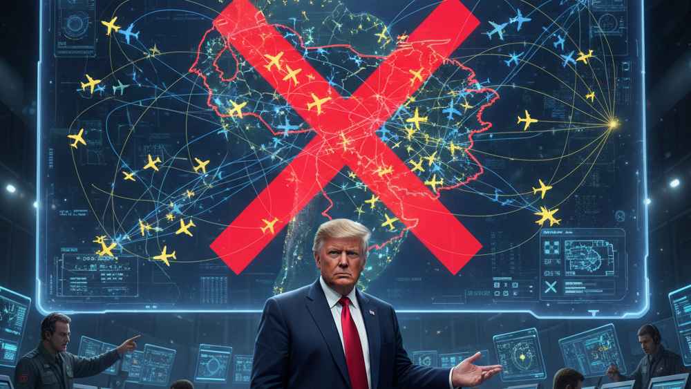 El presidente Donald Trump ha ordenado el cierre del espacio aéreo venezolano, dirigida a aerolíneas y grupos criminales. La medida despierta dudas sobre su legalidad y las implicaciones para el tráfico aéreo internacional y la soberanía de Venezuela. Ilustración IA