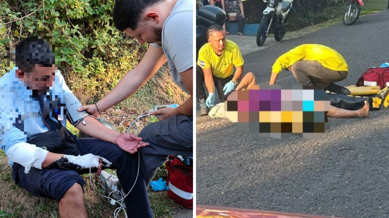 Una unidad de emergencias en Cabañas brindó cobertura a dos accidentes viales casi simultáneos, uno en el desvío de San Isidro Cabañas y otro frente a la ex mina. Los sucesos dejaron tres heridos graves, lo que evidencia la alta siniestralidad en el departamento. Foto: Comandos de Salvamento