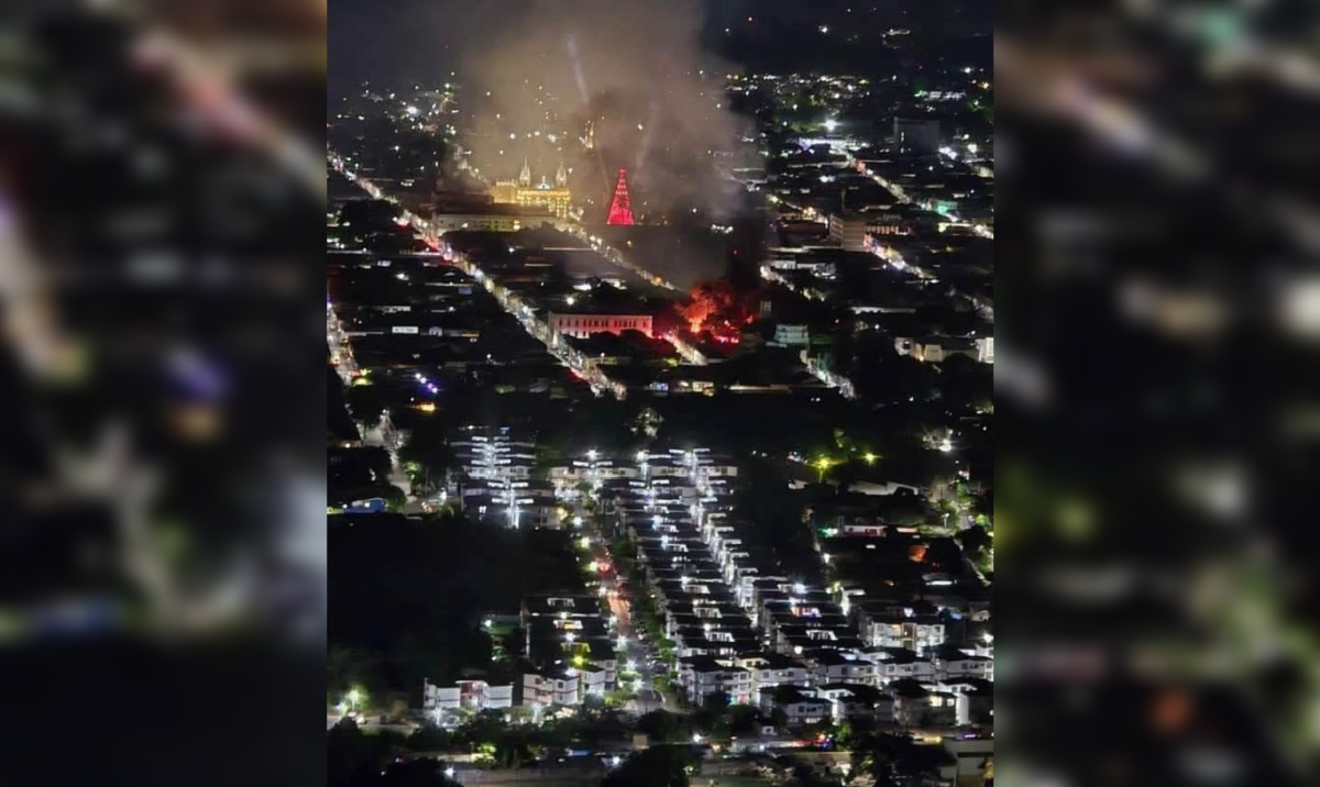 Un fuerte incendio en el parque Menéndez moviliza a Bomberos; el Gobierno anuncia ayuda económica para los comerciantes afectados por el siniestro. Foto: Cortesía.