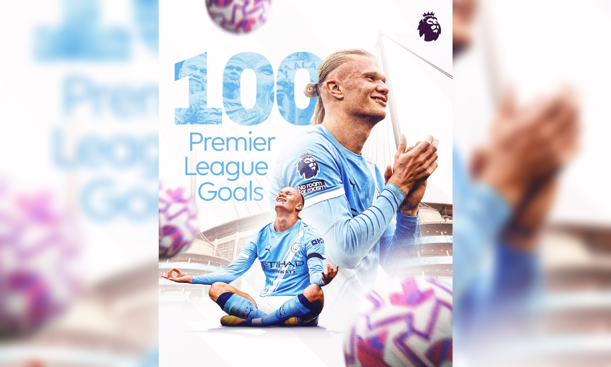 Erling Haaland marcó su gol 100 en la Premier League y se convirtió en el futbolista más rápido en alcanzar esta cifra, superando a Alan Shearer. Lo logró en solo 111 partidos, durante el triunfo del Manchester City frente al Fulham. Foto: Premier League.