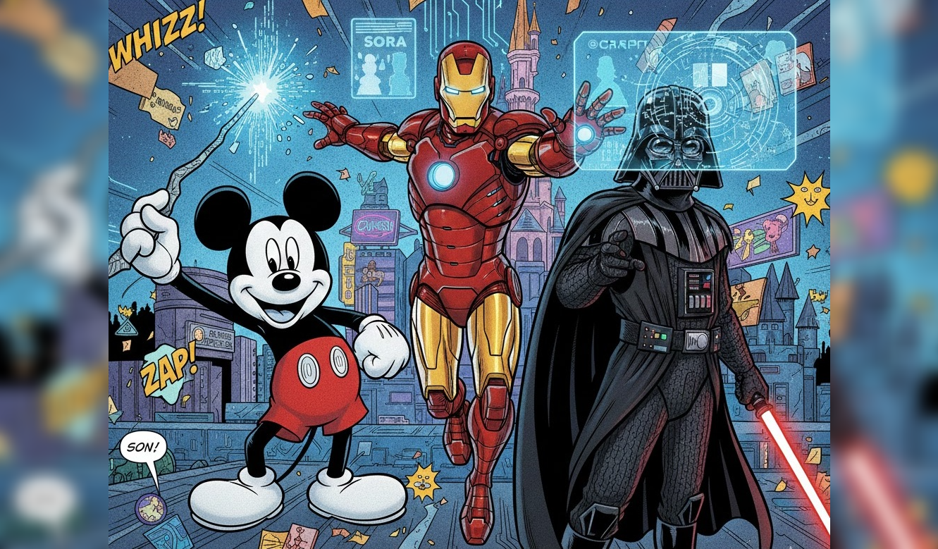 Disney y OpenAI firmaron un acuerdo multimillonario para llevar más de 200 personajes de Marvel, Pixar, Star Wars y Disney a ChatGPT y Sora, transformando la creación de contenido. Foto: Ilustración.
