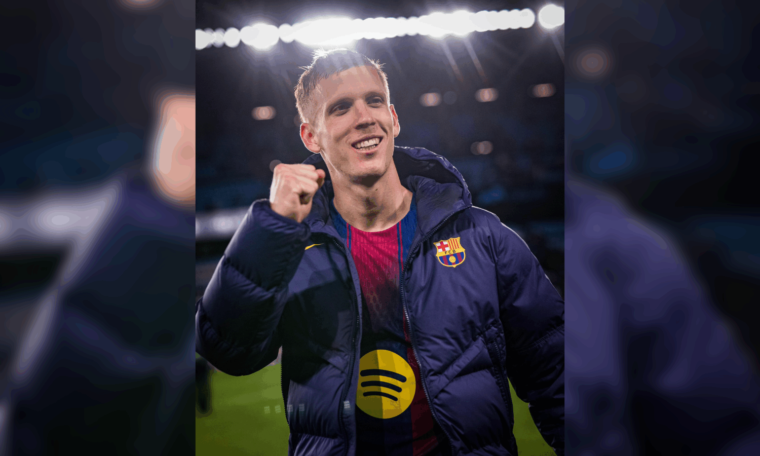 Dani Olmo sufrirá una luxación en el hombro izquierdo y estará un mes de baja, según confirmó el FC Barcelona. El jugador se lesionó en el partido contra el Atlético de Madrid y seguirá tratamiento conservador. Foto: @daniolmo7.