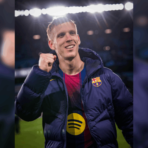 Dani Olmo sufrirá una luxación en el hombro izquierdo y estará un mes de baja, según confirmó el FC Barcelona. El jugador se lesionó en el partido contra el Atlético de Madrid y seguirá tratamiento conservador. Foto: @daniolmo7.
