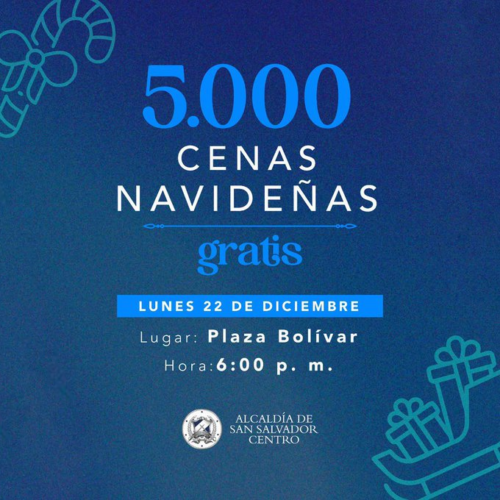 La Alcaldía de San Salvador Centro entregará hoy 5,000 cenas navideñas gratuitas en la renovada Plaza Simón Bolívar a partir de las 6:00 p. m. Foto: @alcaldia_ss