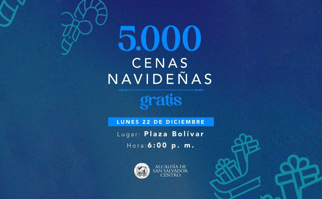 La Alcaldía de San Salvador Centro entregará hoy 5,000 cenas navideñas gratuitas en la renovada Plaza Simón Bolívar a partir de las 6:00 p. m. Foto: @alcaldia_ss