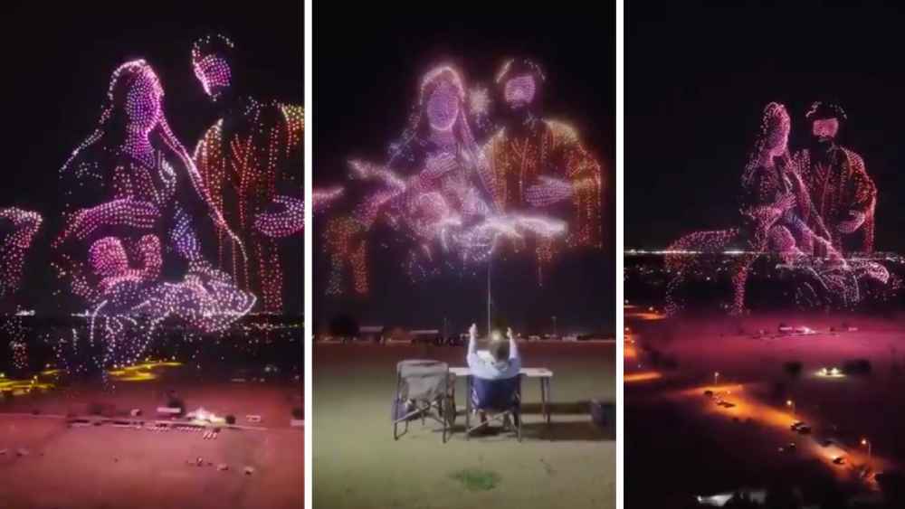 Miles de drones dibujan el nacimiento navideño con drones más espectacular del año: María, José y el Niño Jesús brillan en el cielo texano. Tradición que se reinventa. Captura de pantalla