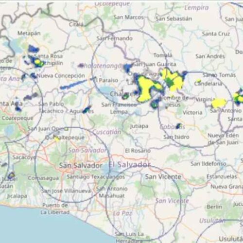 Lluvia leve en Chalatenango según el MARN: precipitaciones dispersas con vientos moderados. Monitoreo activo para la zona norte del país. Captura de pantalla.