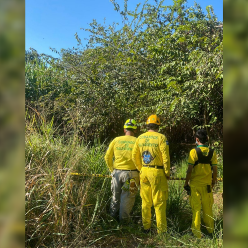 Equipos de Comandos de Salvamento esperan lineamientos legales para la recuperación de un cuerpo femenino en avanzado estado de descomposición en el km 27 ½ de la Troncal del Norte. Foto: Comandos de Salvamento.