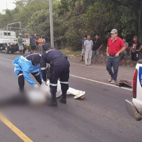 Un hombre falleció en el km 98 de la carretera Litoral tras ser embestido por un conductor, quien fue detenido por homicidio culposo en Jujutla, Ahuachapán. Foto: @PNCSV.