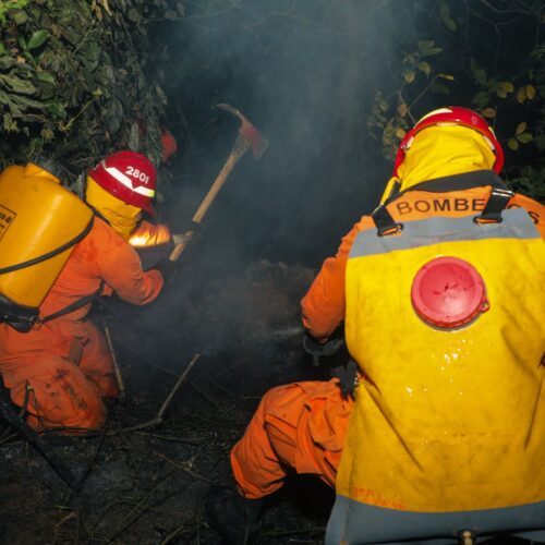 Cuerpo de Bomberos intervino en Lomas de Candelaria y Bosques del Río para evitar que las llamas se propagaran a zonas residenciales. Foto: @BomberosSV