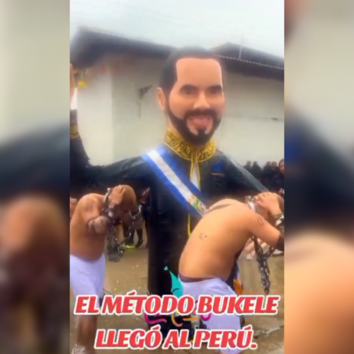 Pobladores en Celendín, Perú, expresan su deseo de implementar el #ModeloBukele durante las festividades de carnaval como símbolo de seguridad y orden. El presidente Nayib Bukele reaccionó con un enigmático "¿Perú?". Foto: Cortesía.