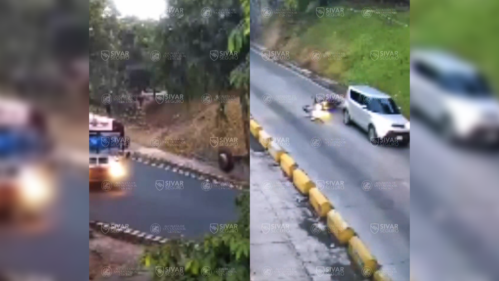 Una llanta desprendida de un bus del transporte público generó un accidente vial en San Salvador. Mario Durán exige revisiones urgentes tras el aumento del 31% en siniestros este año. Foto: Alcaldía.
