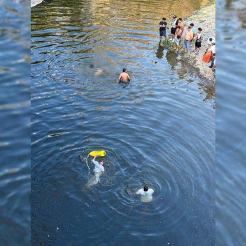 Un joven de 19 años falleció tras ahogarse en el río Quezalapa, en Tenancingo, Cuscatlán. Equipos de Cruz Verde recuperaron su cuerpo tras una exhaustiva búsqueda en el afluente. Foto: Cruz Verde.