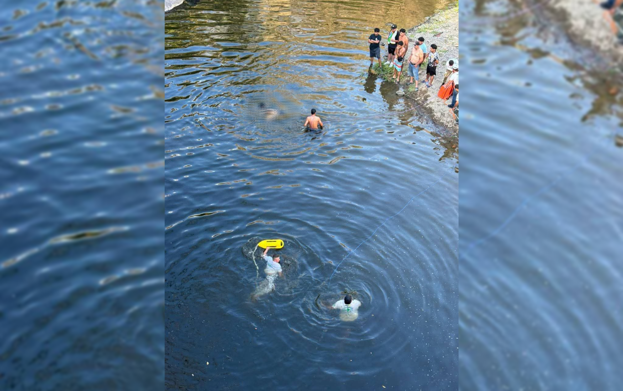 Un joven de 19 años falleció tras ahogarse en el río Quezalapa, en Tenancingo, Cuscatlán. Equipos de Cruz Verde recuperaron su cuerpo tras una exhaustiva búsqueda en el afluente. Foto: Cruz Verde.