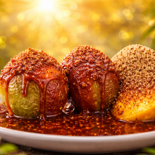 La Semana Santa en El Salvador se viste de dulzura con los infaltables jocotes y mangos en miel. Un legado culinario que une generaciones en torno al perol de panela y especias. Foto: Ilustración.