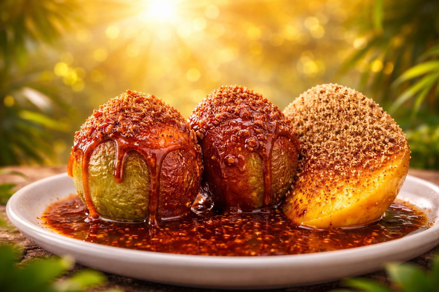 La Semana Santa en El Salvador se viste de dulzura con los infaltables jocotes y mangos en miel. Un legado culinario que une generaciones en torno al perol de panela y especias. Foto: Ilustración.