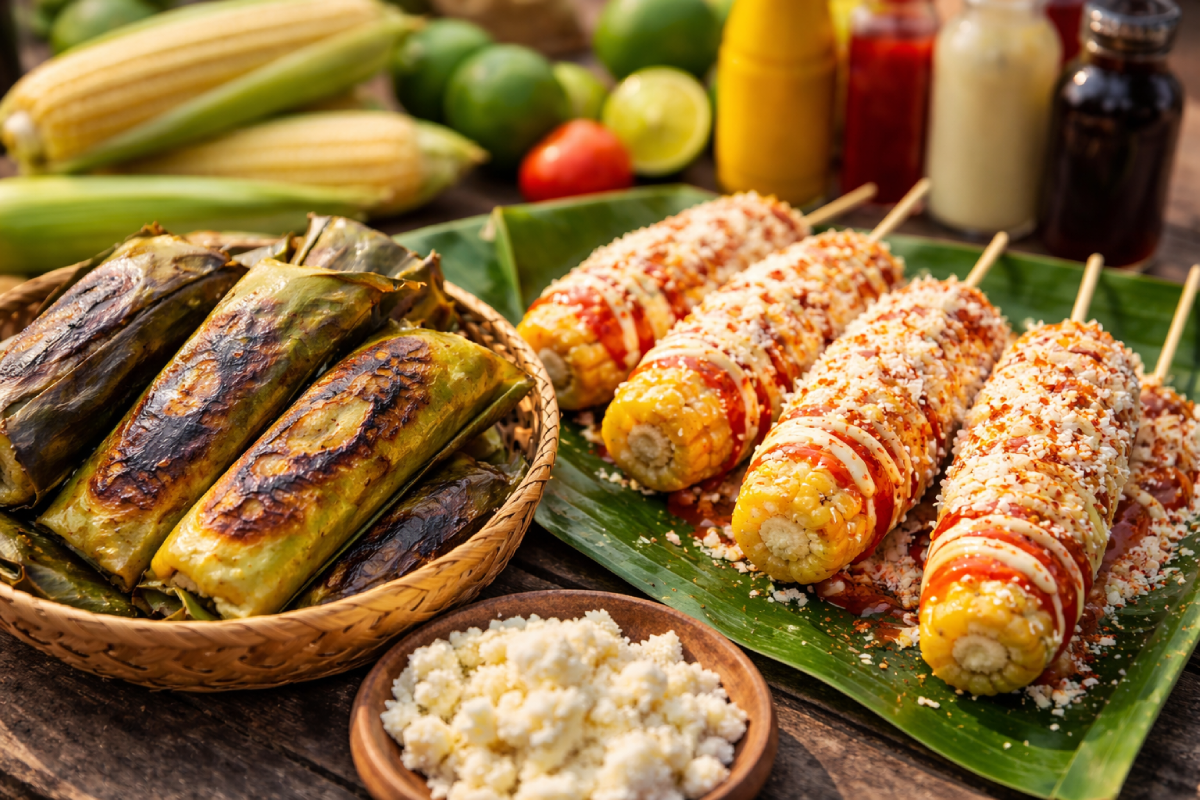 Descubre por qué las riguas y los elotes locos son los snacks imprescindibles en cada paseo por #ElSalvador estas vacaciones. ¡Un sabor que define el viaje! Foto: Ilustración.