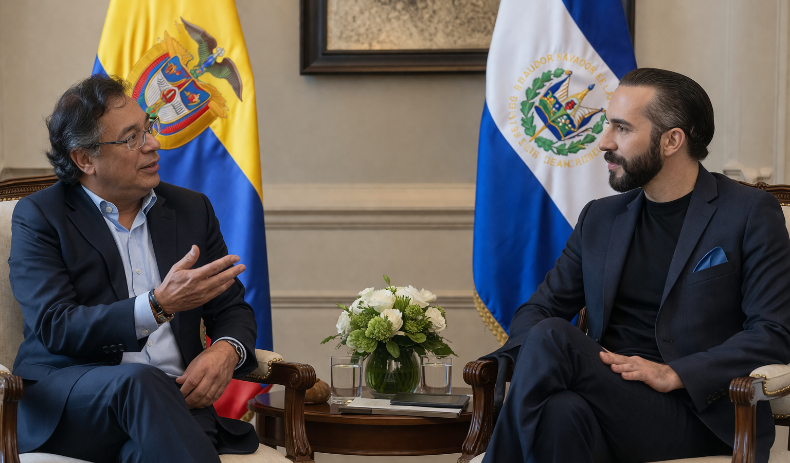 Nayib Bukele desafió a Gustavo Petro a hacerse cargo de todos los presos de El Salvador tras acusaciones de "campos de concentración". El cruce de declaraciones intensifica la disputa regional sobre seguridad y derechos humanos. Foto: Ilustración.