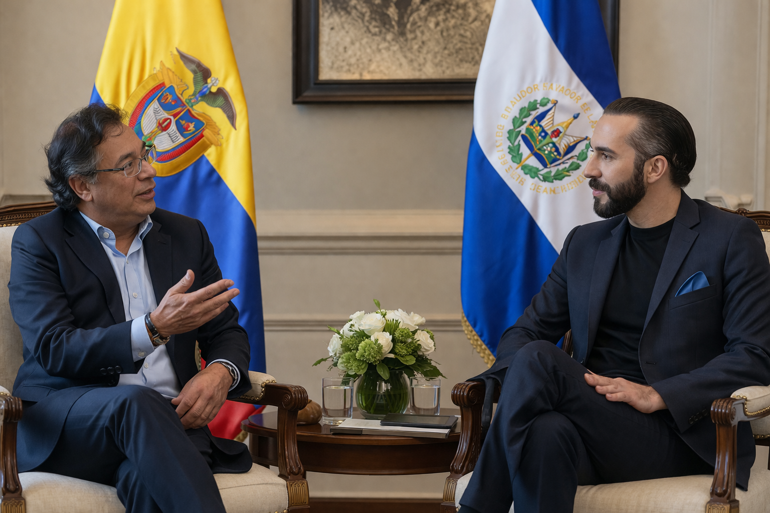 Nayib Bukele desafió a Gustavo Petro a hacerse cargo de todos los presos de El Salvador tras acusaciones de "campos de concentración". El cruce de declaraciones intensifica la disputa regional sobre seguridad y derechos humanos. Foto: Ilustración.