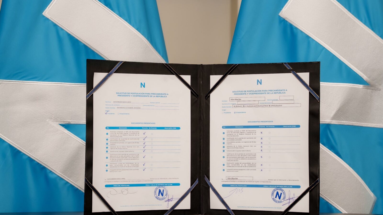 El mandatario salvadoreño Nayib Bukele se postuló junto a Félix Ulloa para las elecciones de 2027, apuntando a extender su gestión gubernamental hasta el año 2033 gracias a la reelección. Foto: @XZablah
