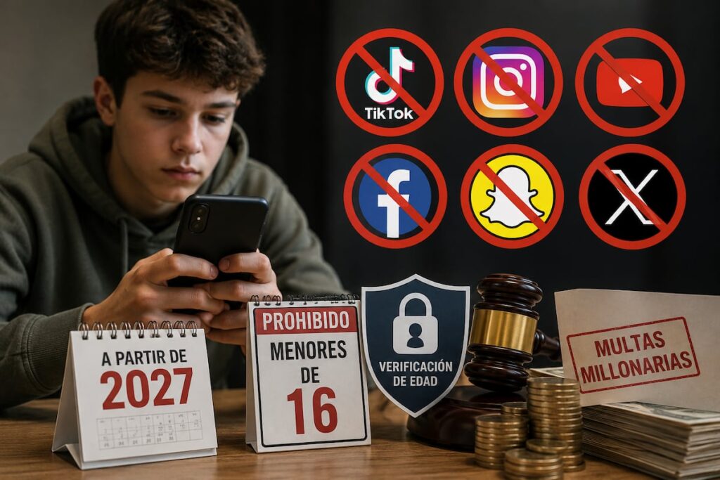 Adiós al “scroll infinito”: Tiktok, Instagram y Youtube quedarán prohibidos para menores de 16 años